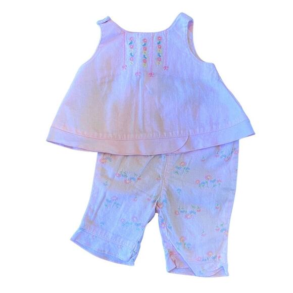 Vintage Carter’s Newborn Baby Girl Outfit – Pink Embroidered Top & Bloomers 668K - Picture 1 of 10